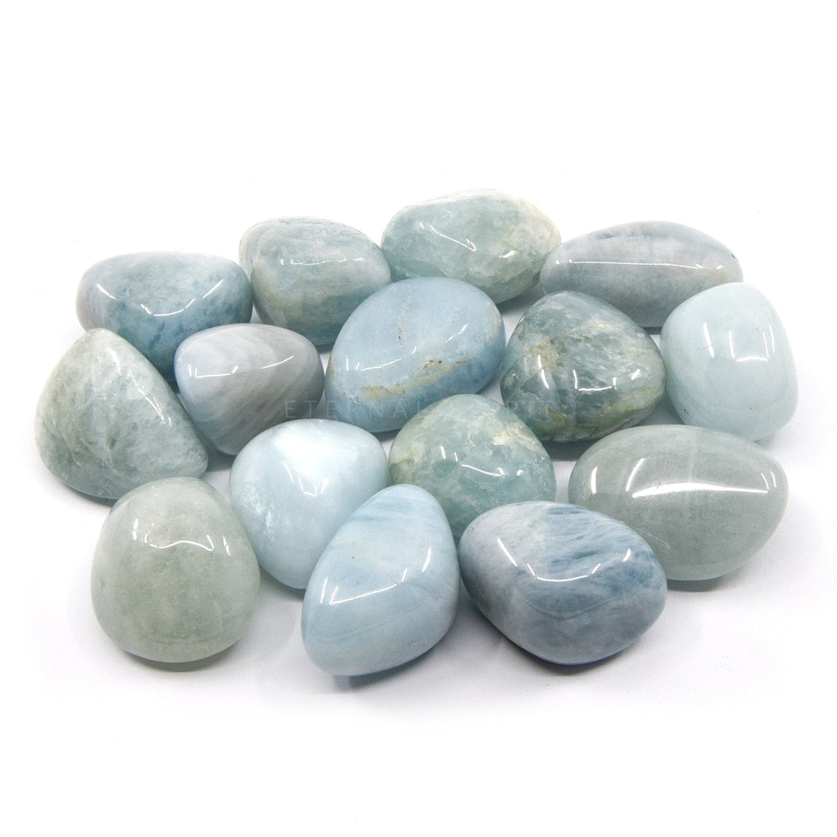 collection of polished Aquamarine tumble stones — Eternal Spirit