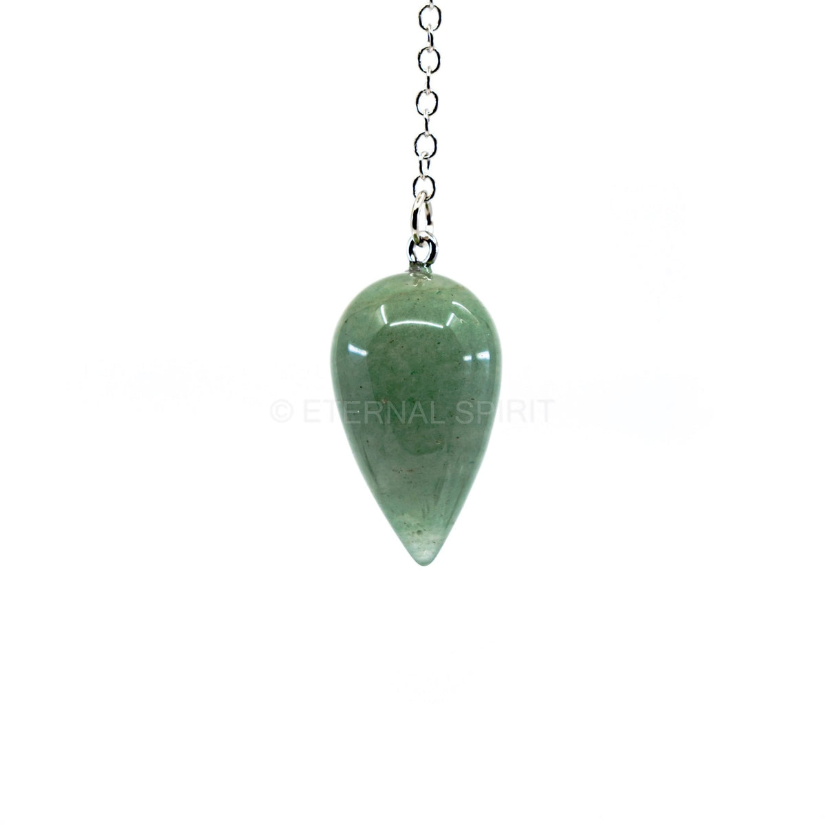 Verdant Green Aventurine (Green) teardrop pendulum on silver chain — Eternal Spirit