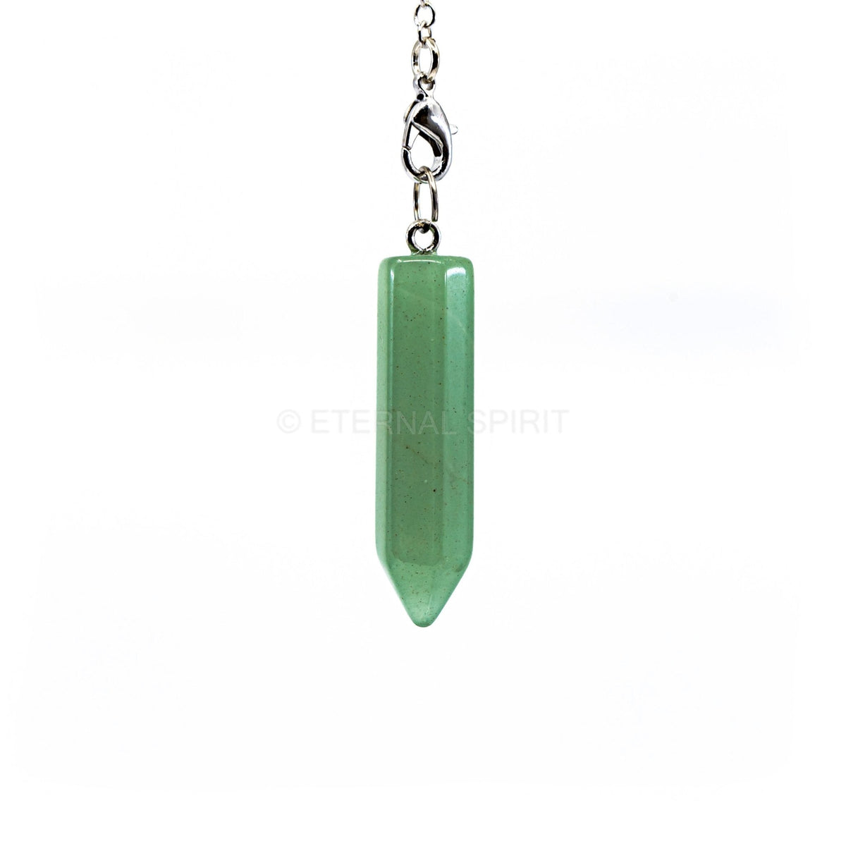Verdant Green Aventurine (Green) generator point pendulum on silver chain — Eternal Spirit