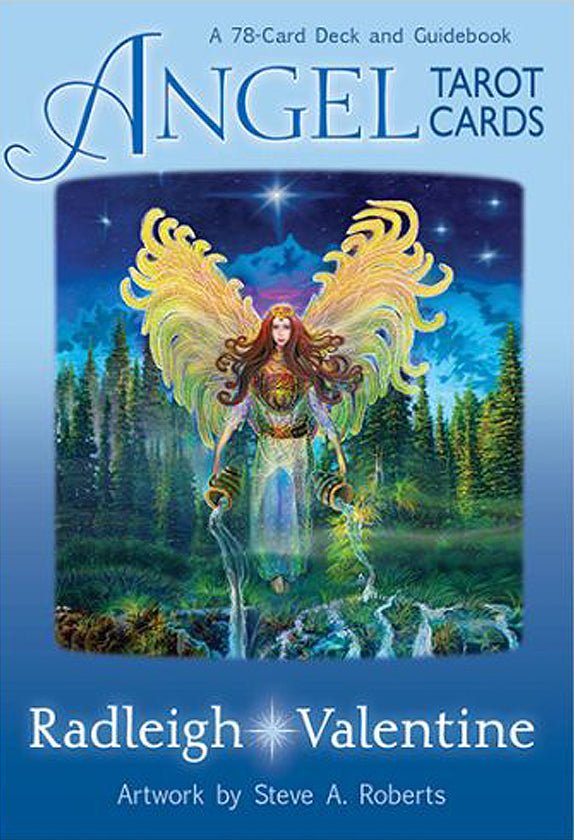 Angel Tarot Cards blue box with golden angel by Radleigh Valentine — Eternal Spirit
