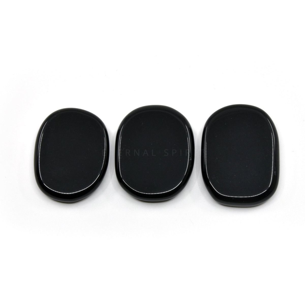 glossy black Obsidian hand-polished palm stone — Eternal Spirit