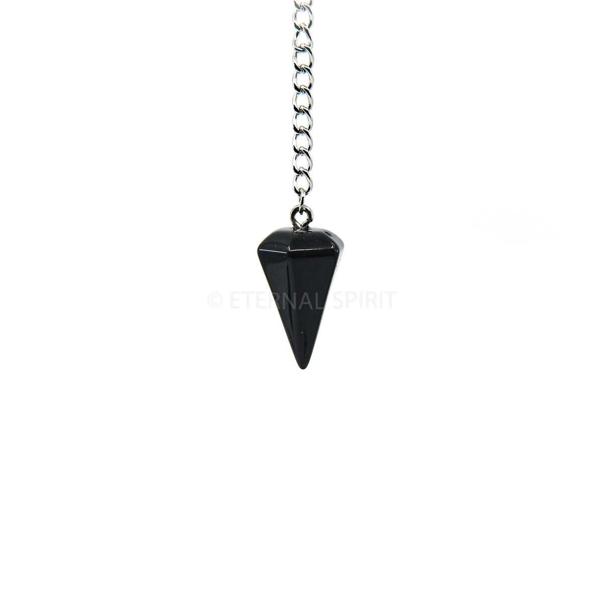 Sleek Black Onyx (Black) small faceted pendulum on silver chain — Eternal Spirit