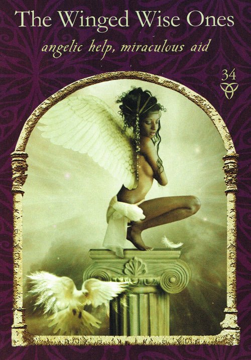 Wisdom of the Hidden Realms Oracle, Wisdom of the Oracle guidebook page with cards and sample — Eternal Spirit