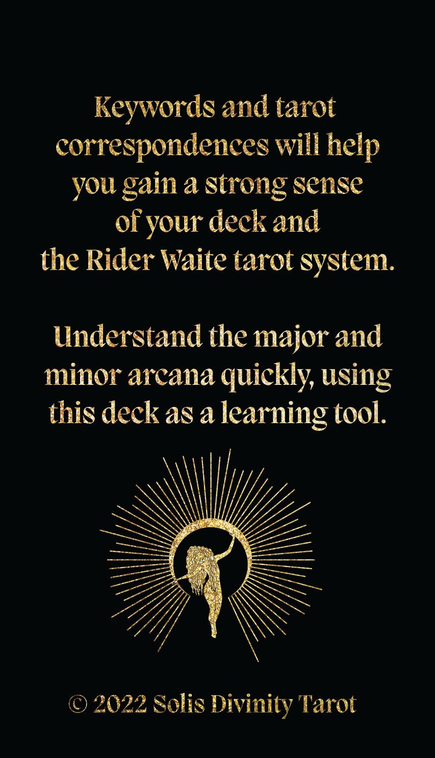 Solis Divinity Tarot (Black & Gold Edition) card revealing the deck's deeply layered symbolism — Eternal Spirit