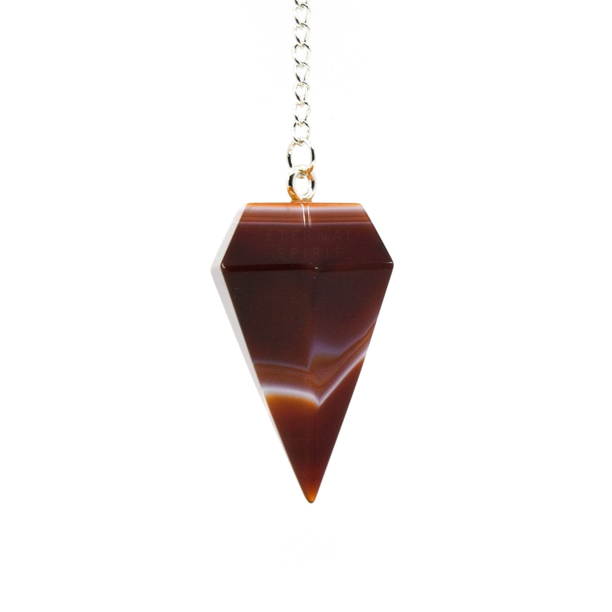 Fiery Orange Carnelian large faceted pendulum on silver chain — Eternal Spirit
