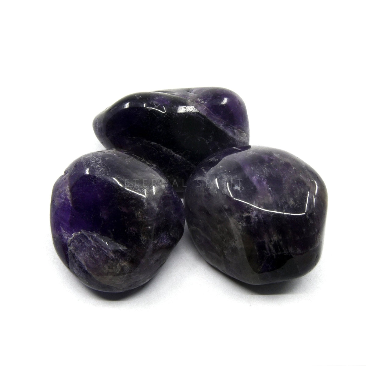 collection of extra-large polished Amethyst (Chevron) tumble stones — Eternal Spirit
