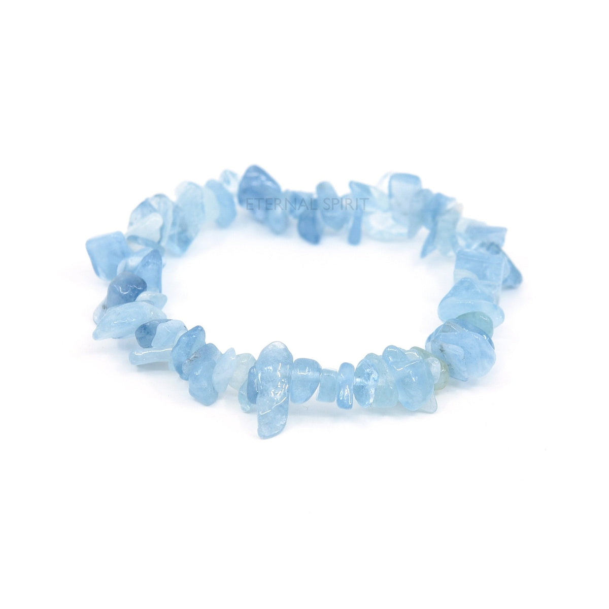 natural Aquamarine crystal chip bracelet with raw stone texture — Eternal Spirit