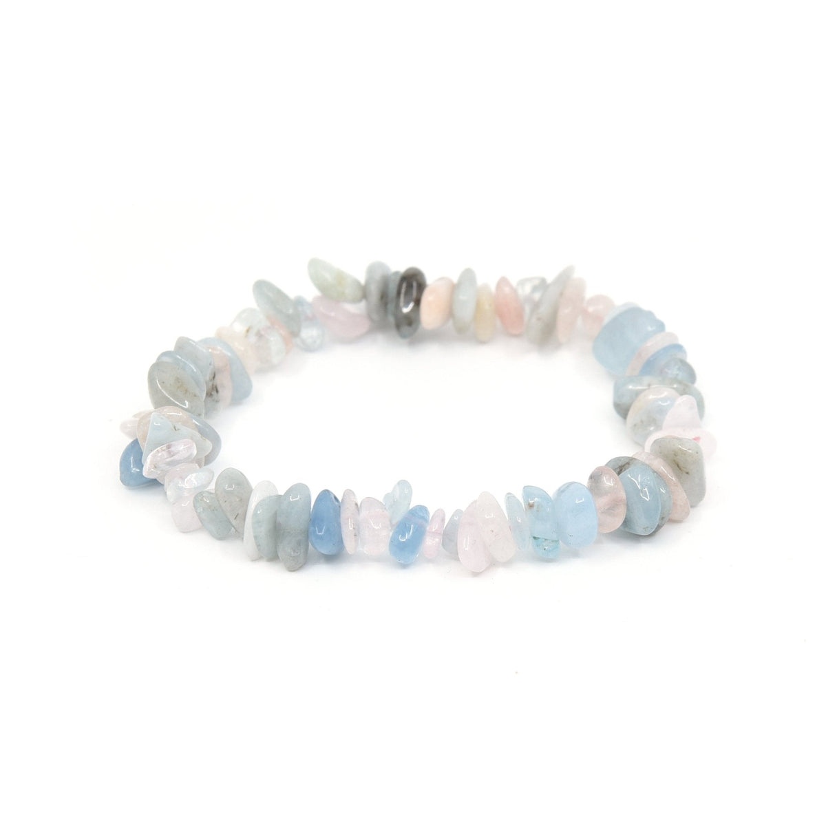 natural Morganite crystal chip bracelet with raw stone texture — Eternal Spirit