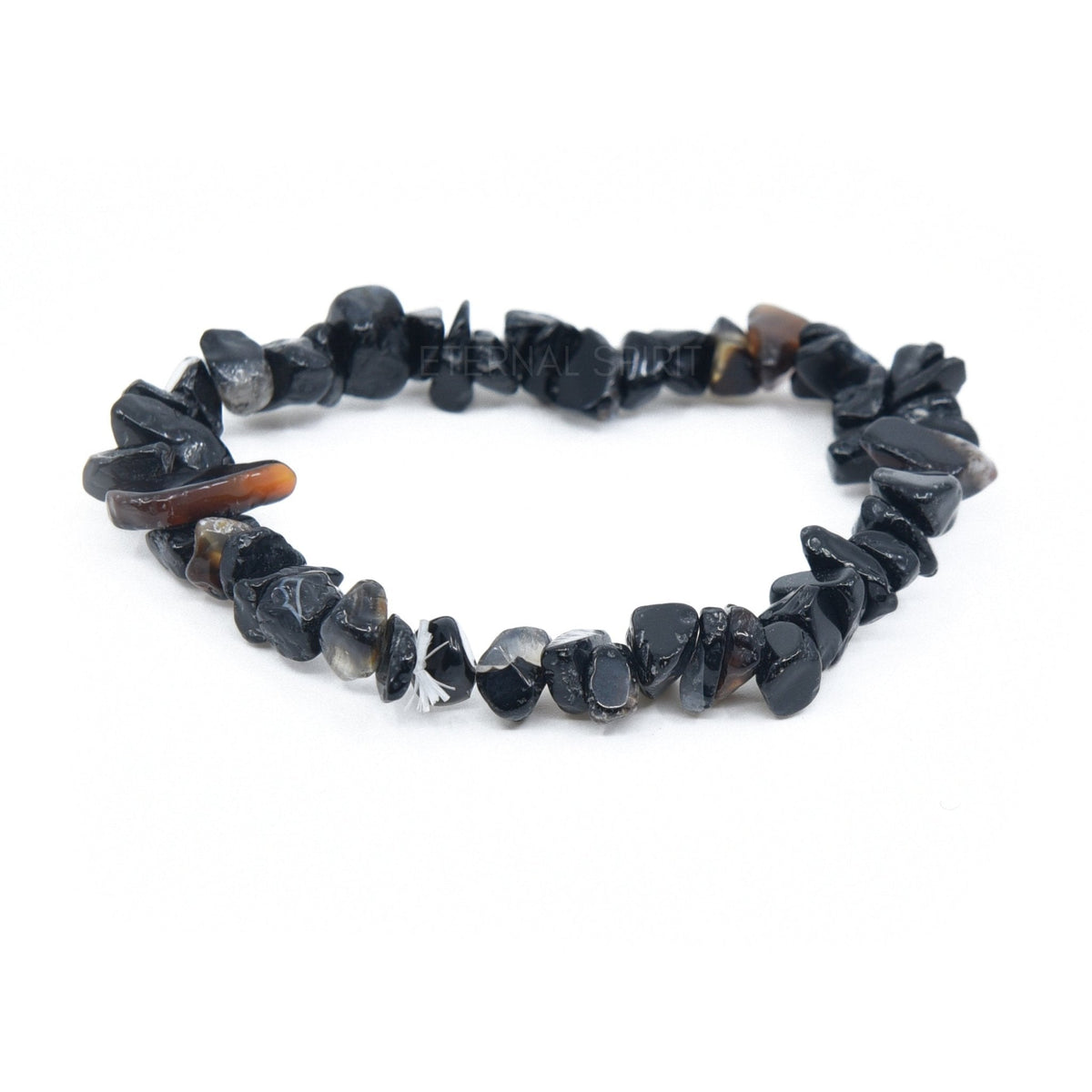natural Onyx (Black) crystal chip bracelet with raw stone texture — Eternal Spirit