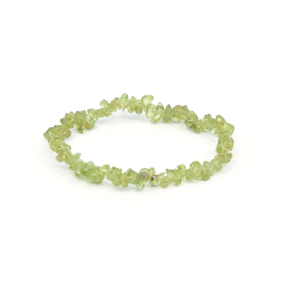 natural Peridot crystal chip bracelet with raw stone texture — Eternal Spirit