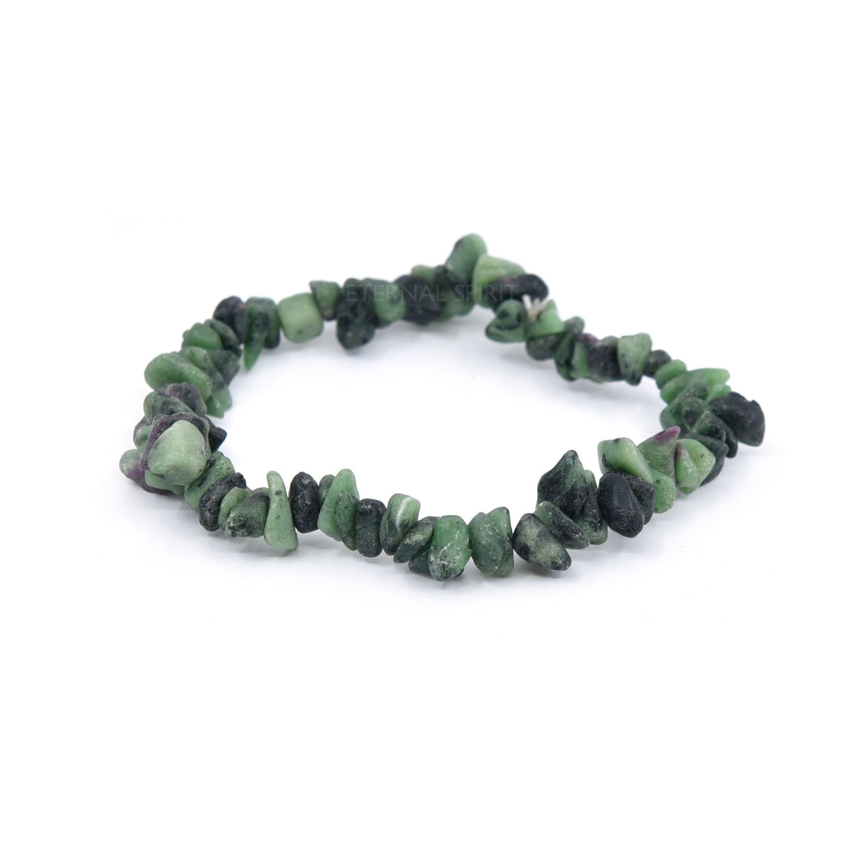 natural Ruby Zoisite crystal chip bracelet with raw stone texture — Eternal Spirit