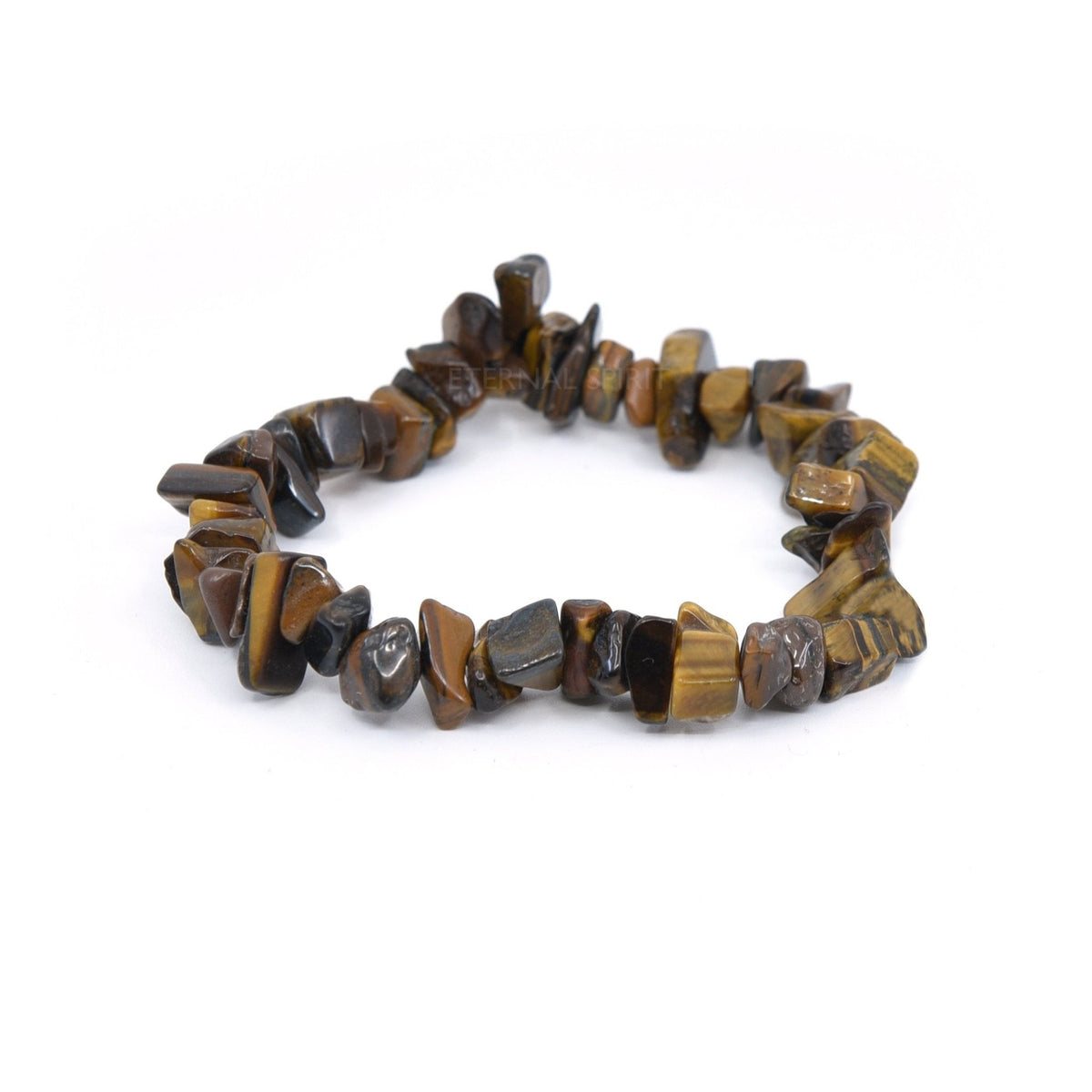 natural Tiger Eye (Yellow) crystal chip bracelet with raw stone texture — Eternal Spirit
