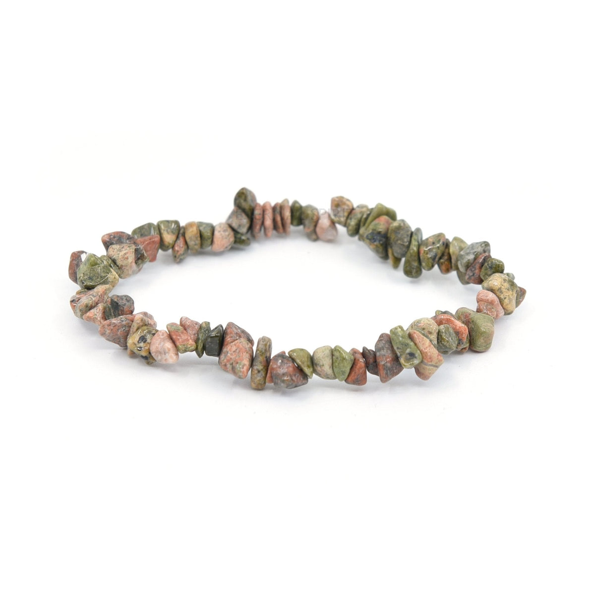 natural Unakite crystal chip bracelet with raw stone texture — Eternal Spirit