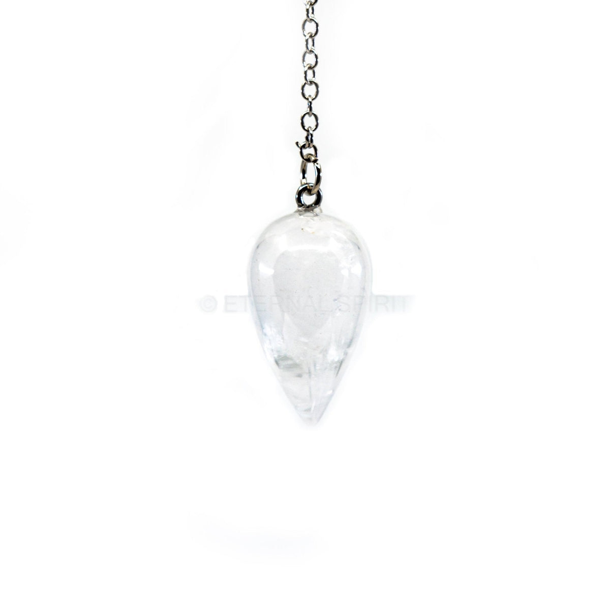Crystalline Clear Quartz (Clear) teardrop pendulum on silver chain — Eternal Spirit