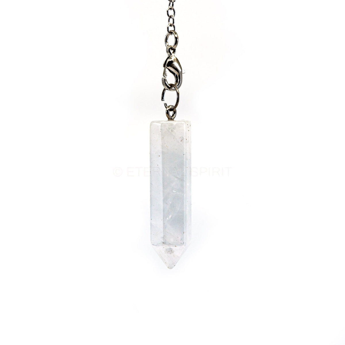 Crystalline Clear Quartz (Clear) generator point pendulum on silver chain — Eternal Spirit