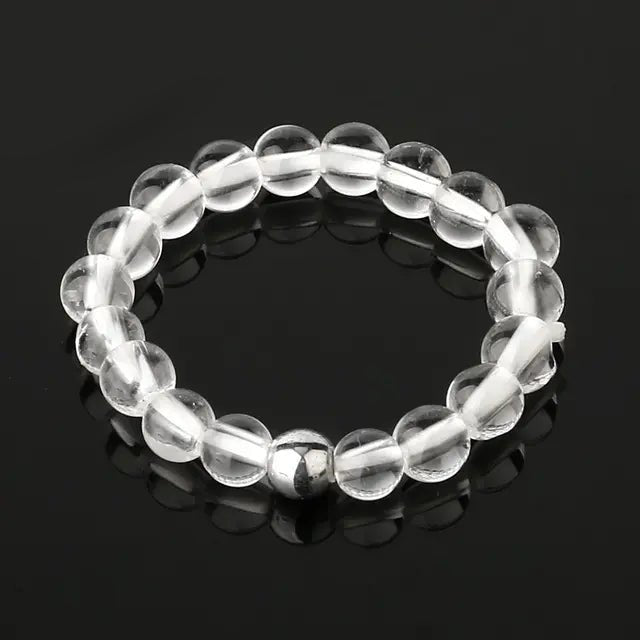 Quartz (Clear) finger bracelet showing polished stone beads — Eternal Spirit