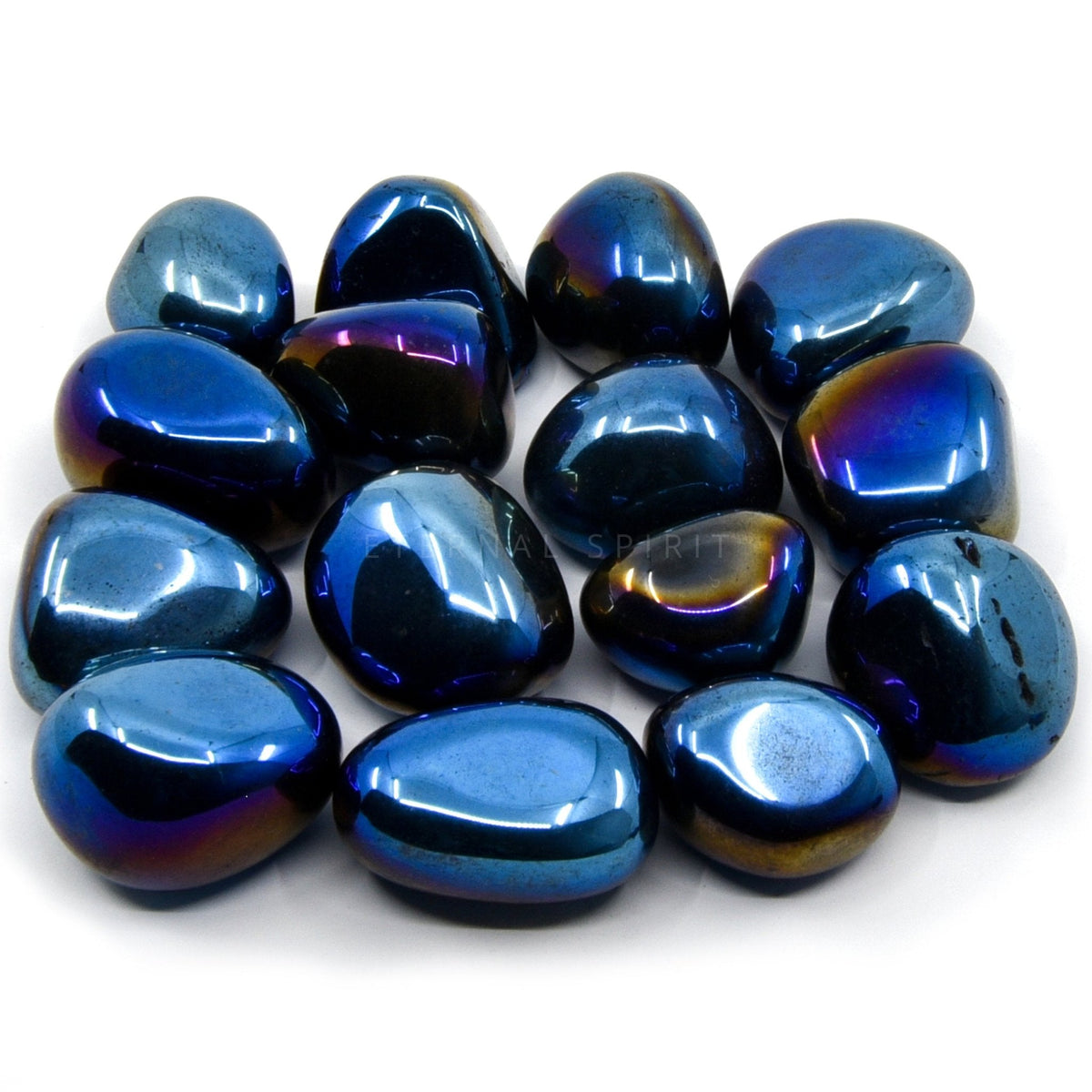 collection of polished Quartz (Cobalt Aura) tumble stones — Eternal Spirit