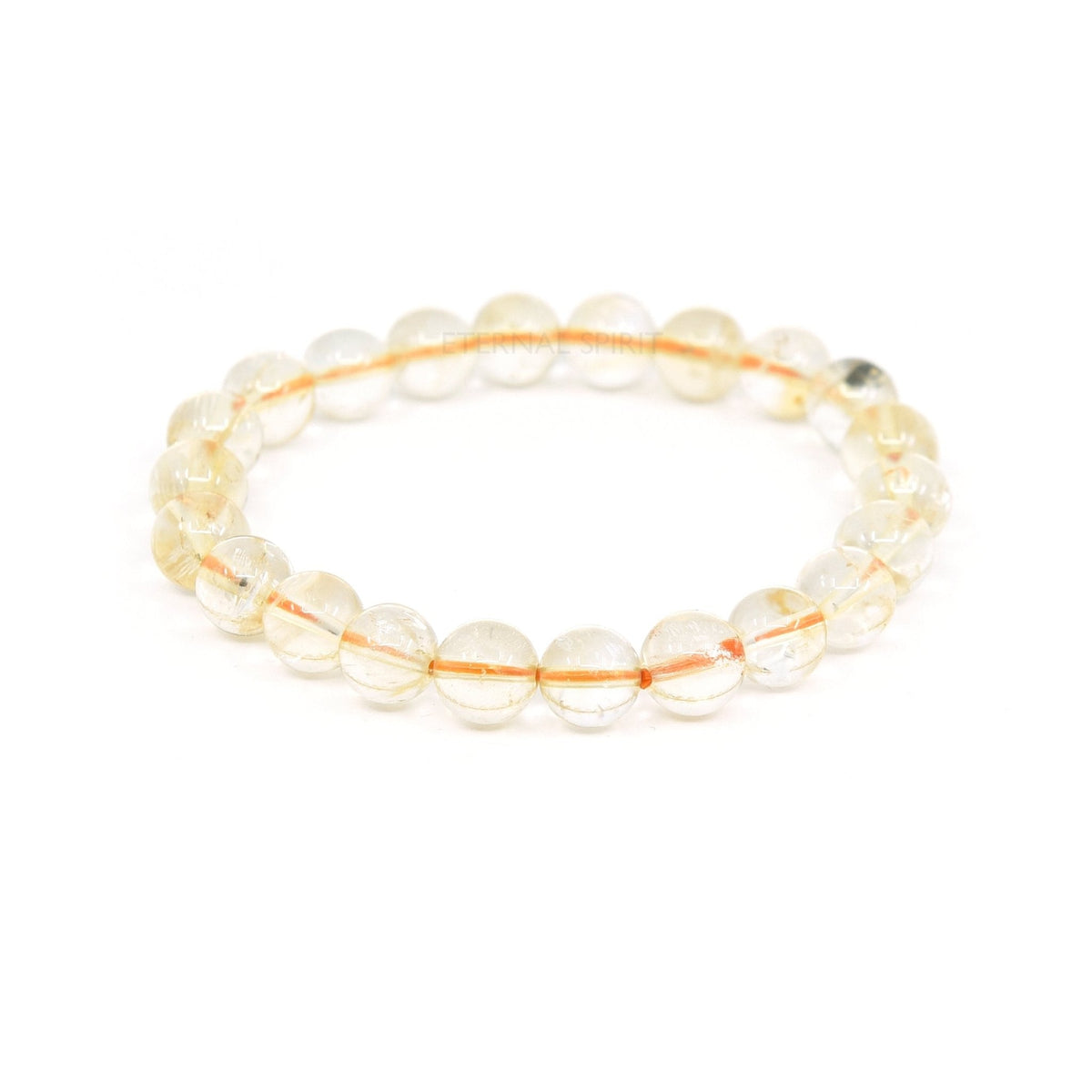 polished Citrine 8mm round bead bracelet on white background — Eternal Spirit