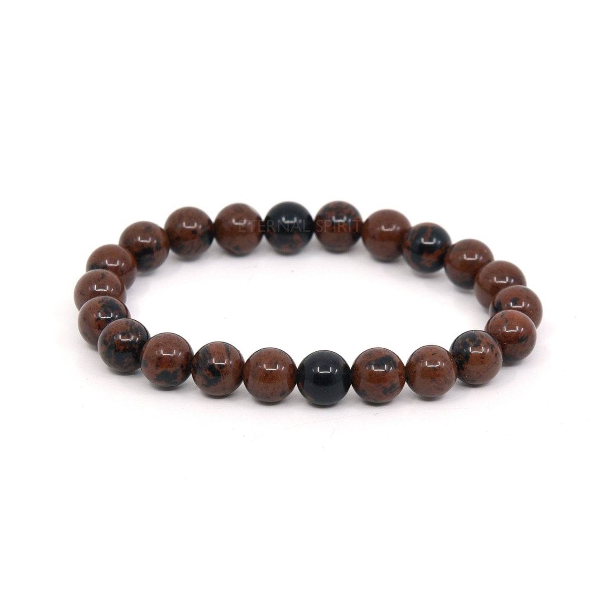 polished Obsidian (Mahogany) 8mm round bead bracelet on white background — Eternal Spirit