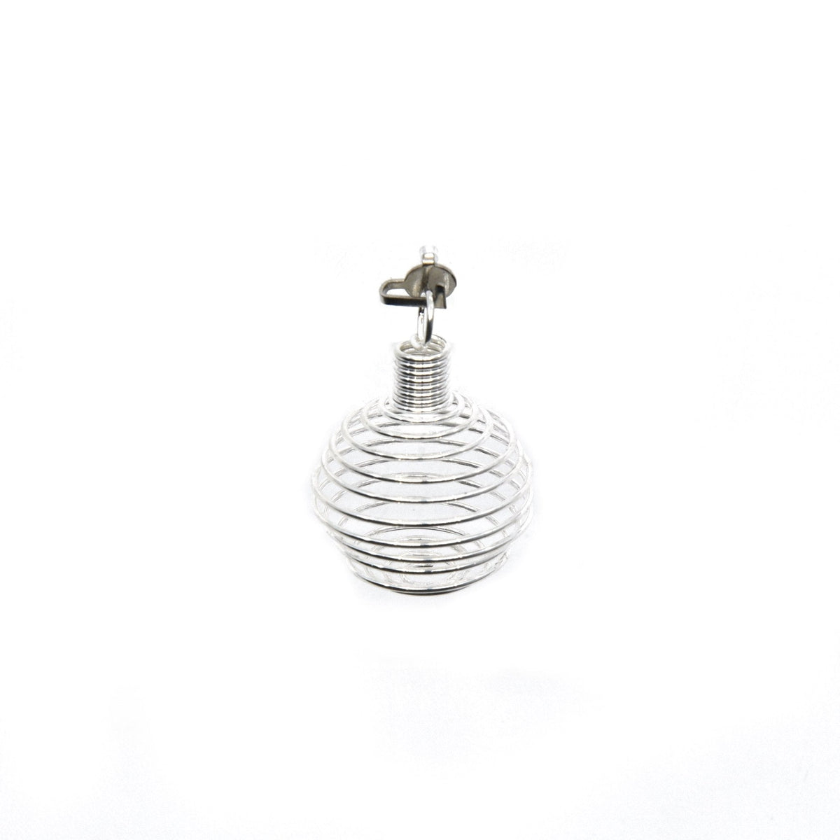 Silver metal crystal cage necklace, handcrafted wirework — Eternal Spirit