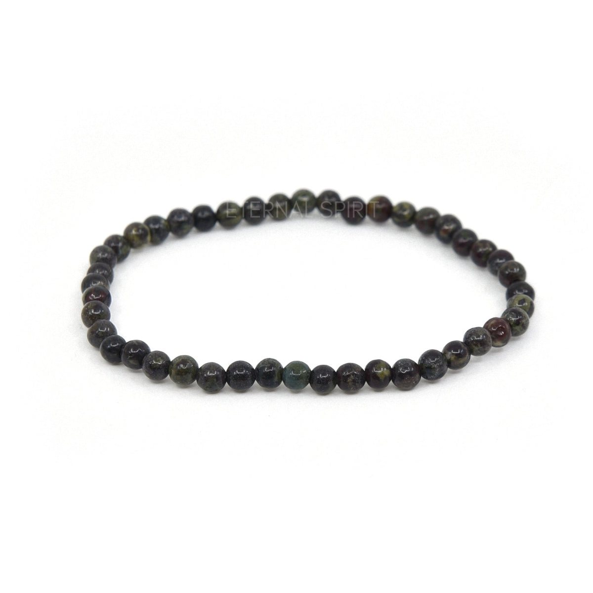 polished Jasper (Dragon's Blood) 4mm round bead bracelet on white background — Eternal Spirit