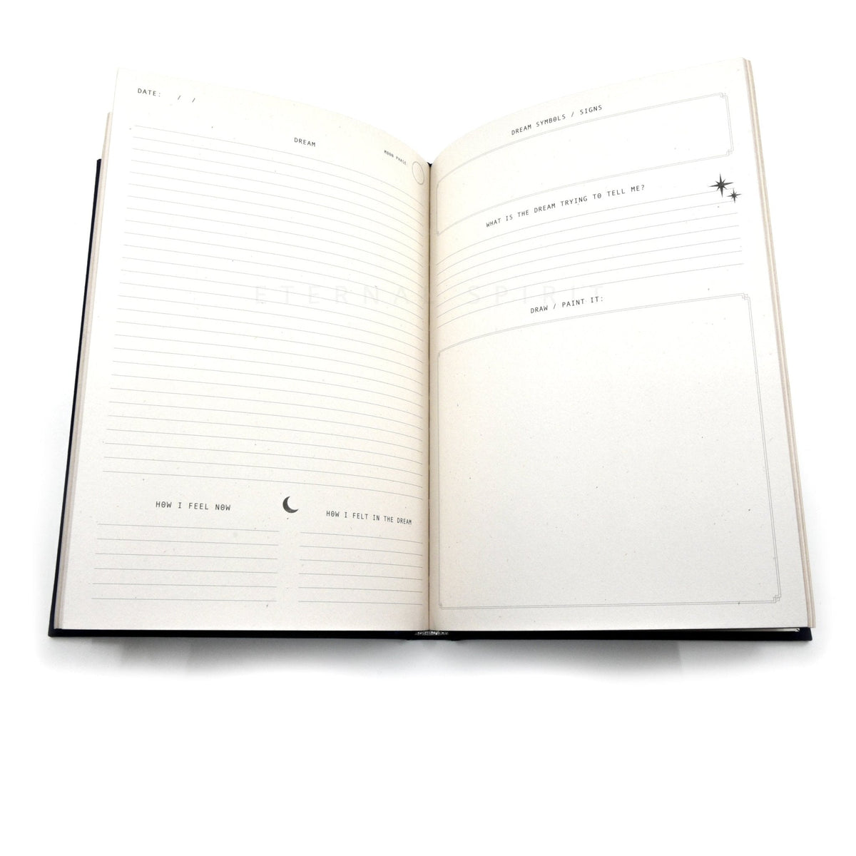 Dreamy Moons "Dream Journal featuring the journal's contemplative artwork (journal view 17) — Eternal Spirit