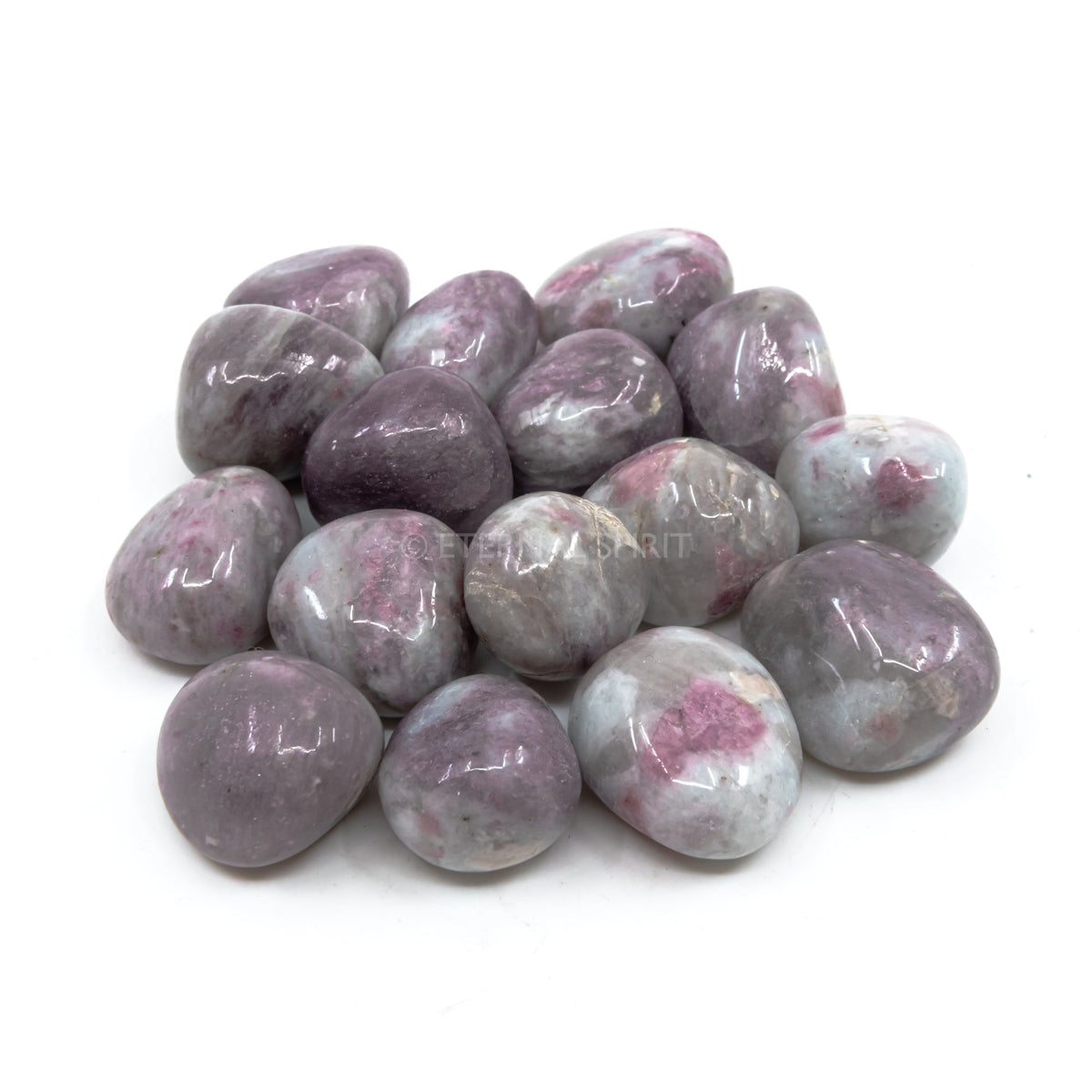 smooth polished Tourmaline (Pink) tumble stones on white background — Eternal Spirit