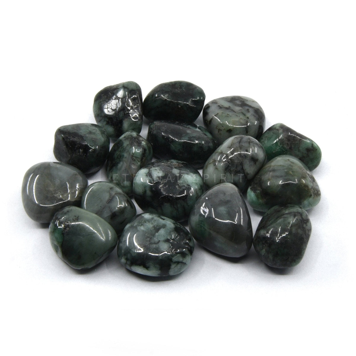 collection of polished Emerald tumble stones — Eternal Spirit