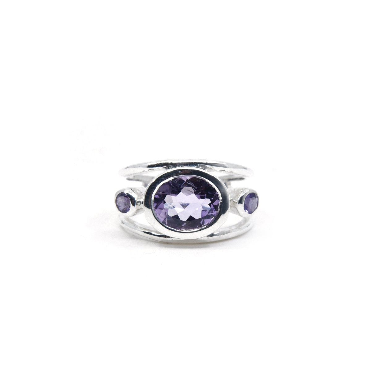 deep purple Amethyst crystal ring viewed from above, size N #R549 — Eternal Spirit