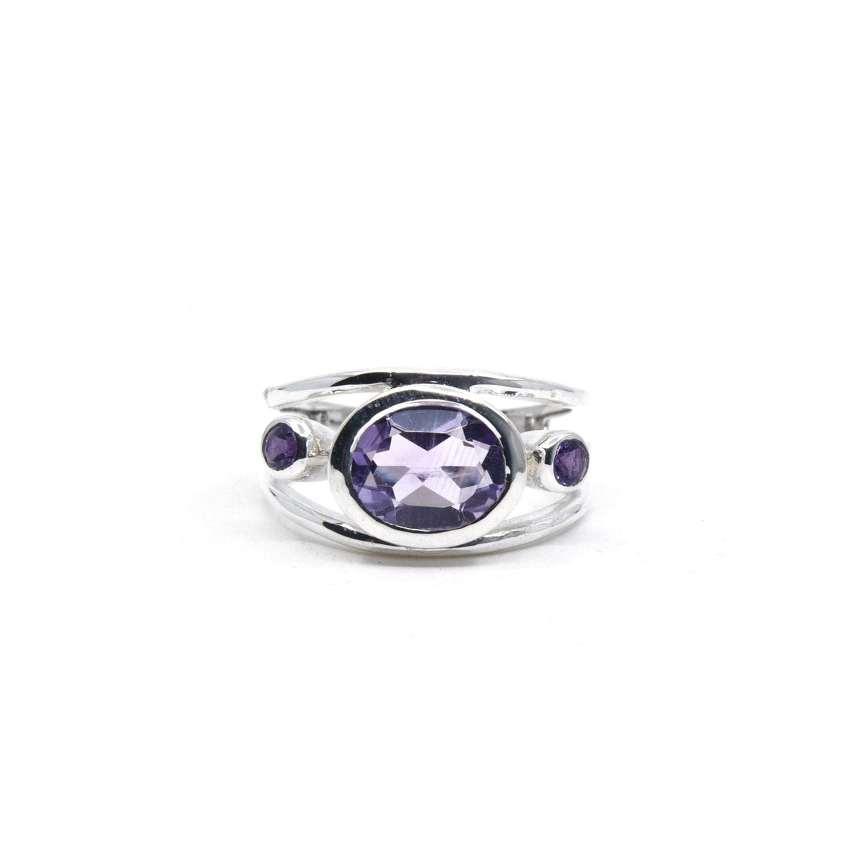 deep purple Amethyst crystal ring viewed from above, size R #R550 — Eternal Spirit