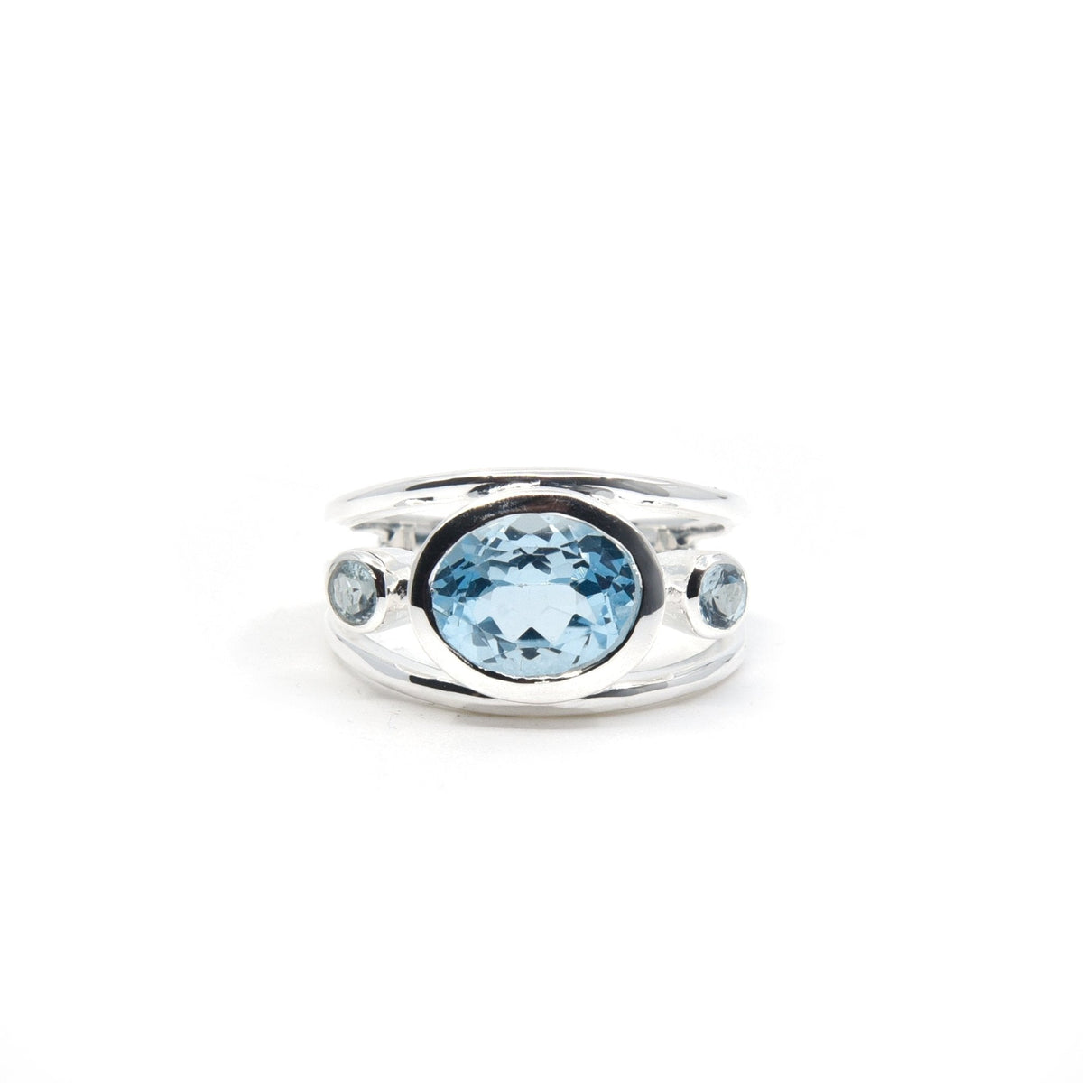 sky blue Topaz (Blue) crystal ring viewed from above, size R #R554 — Eternal Spirit