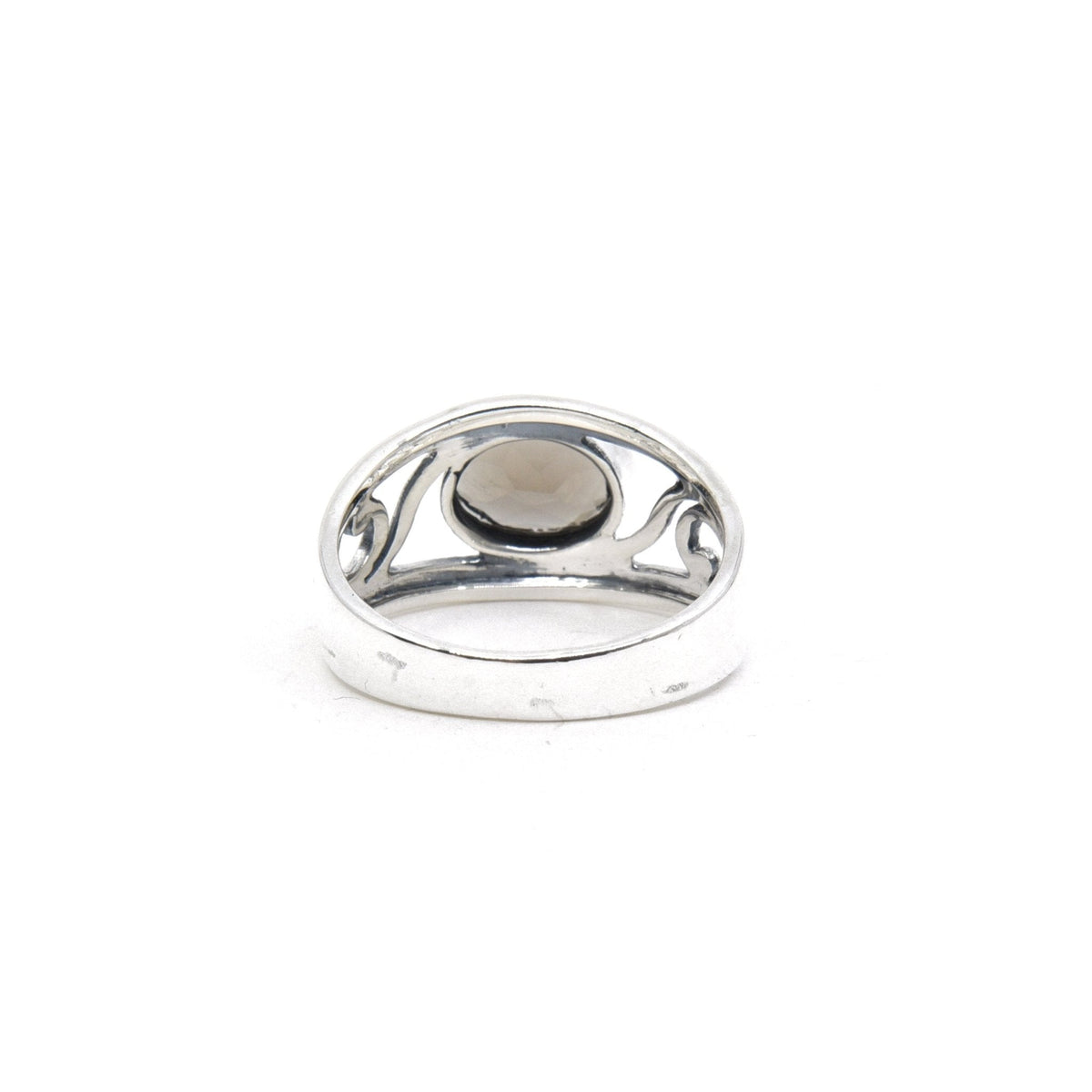 reverse of Quartz (Smokey) ring #R530 showing the inner sterling silver band — Eternal Spirit