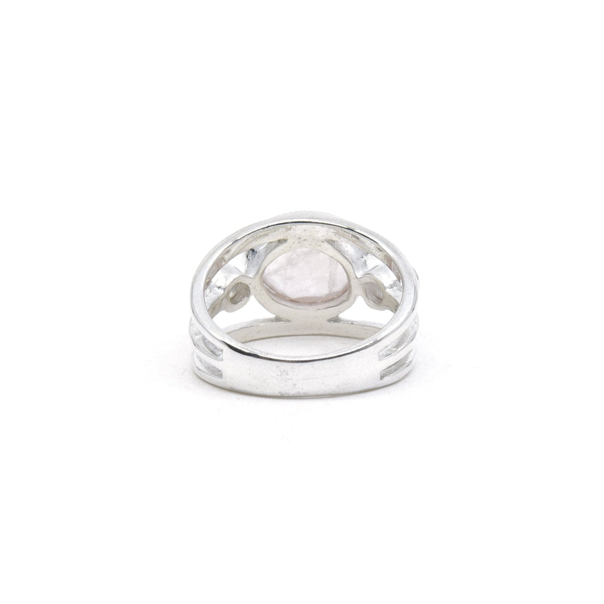 reverse of Quartz (Rose) ring #R547 showing the inner sterling silver band — Eternal Spirit