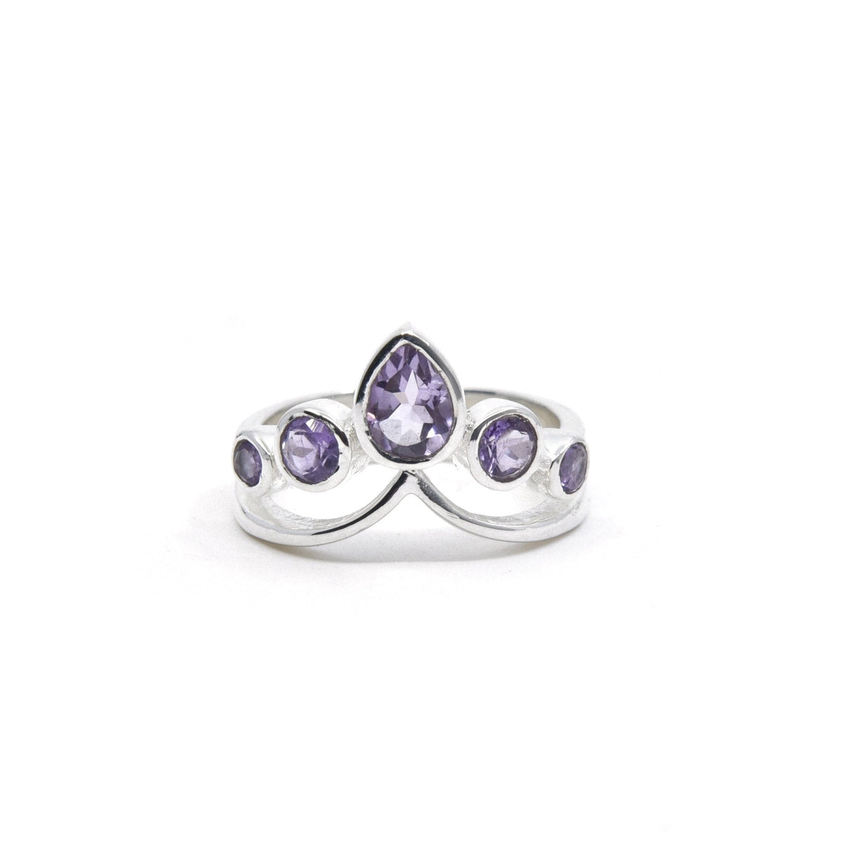 deep purple Amethyst crystal ring viewed from above, size P #R559 — Eternal Spirit