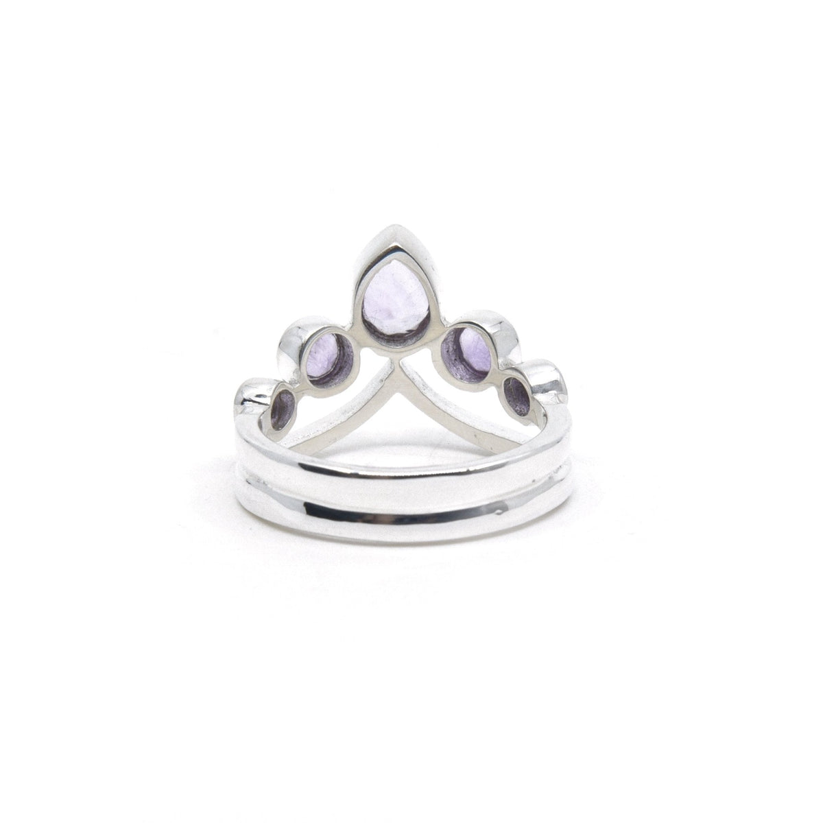 reverse of Amethyst ring #R559 showing the inner sterling silver band — Eternal Spirit