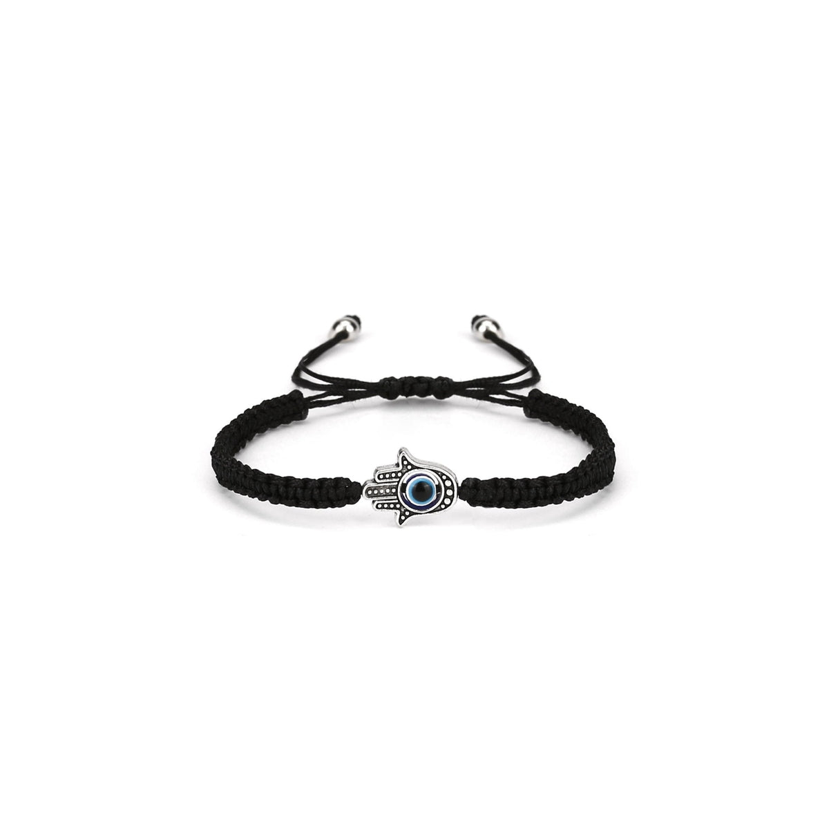 Hamsa Hand Evil Eye bracelet in Black with protective hand charm — Eternal Spirit