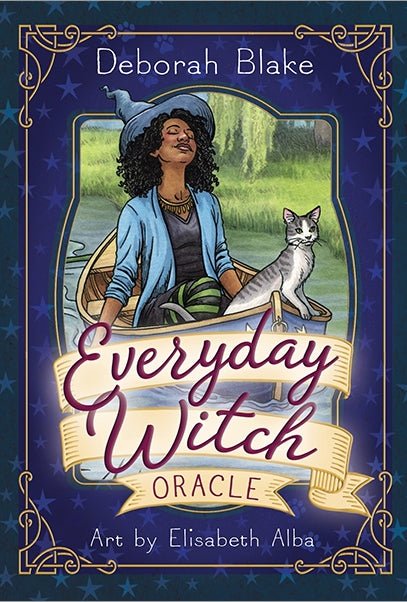 Everyday Witch Oracle box with illustrated witch and cat by Deborah Blake — Eternal Spirit