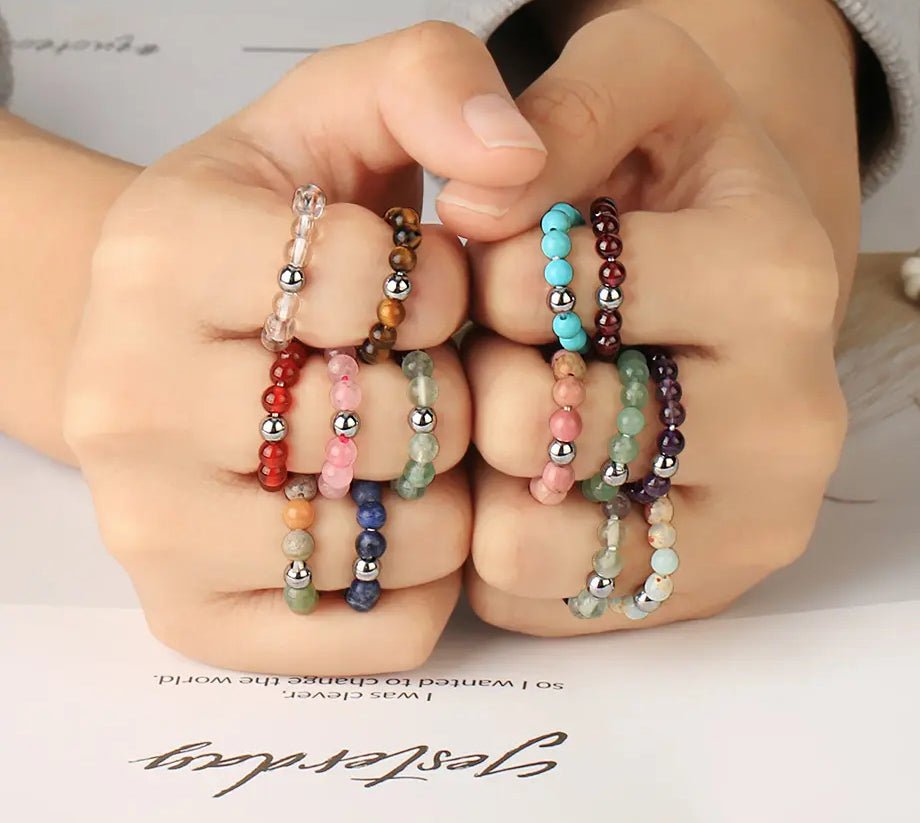 styled group of crystal finger bracelets showing variety — Eternal Spirit
