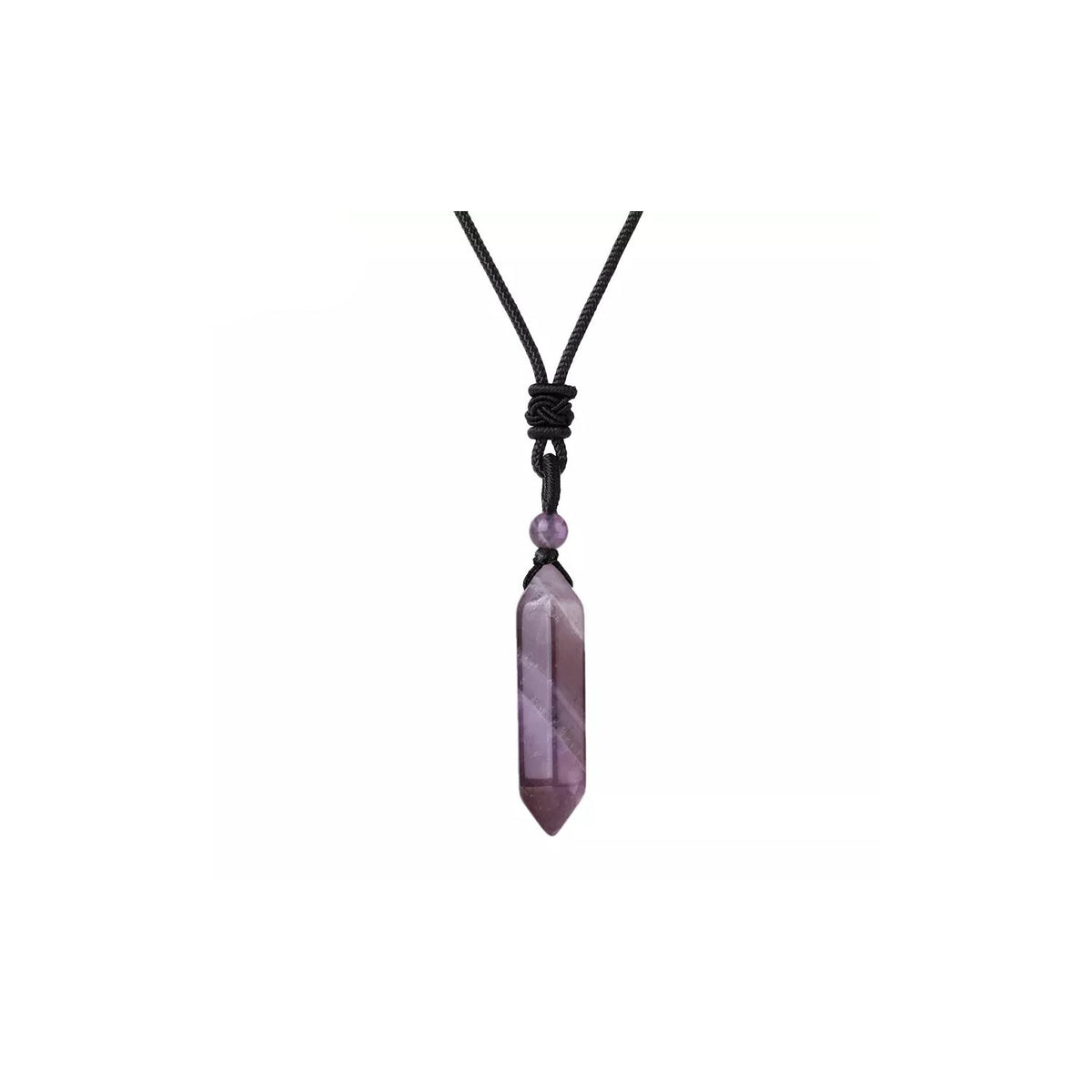 double terminated Amethyst necklace with silver chain, front view — Eternal Spirit