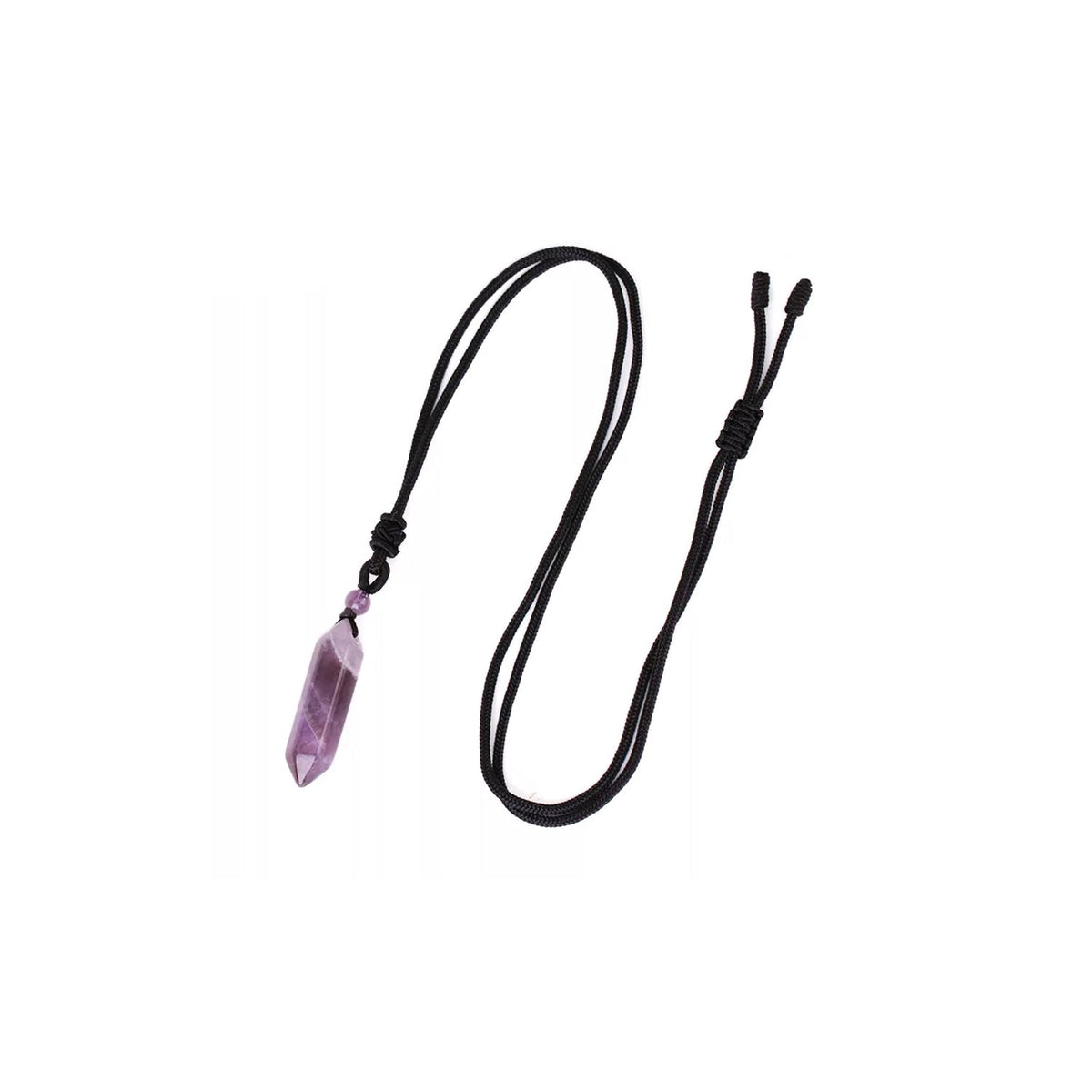 double terminated Amethyst necklace, close-up of natural stone texture — Eternal Spirit