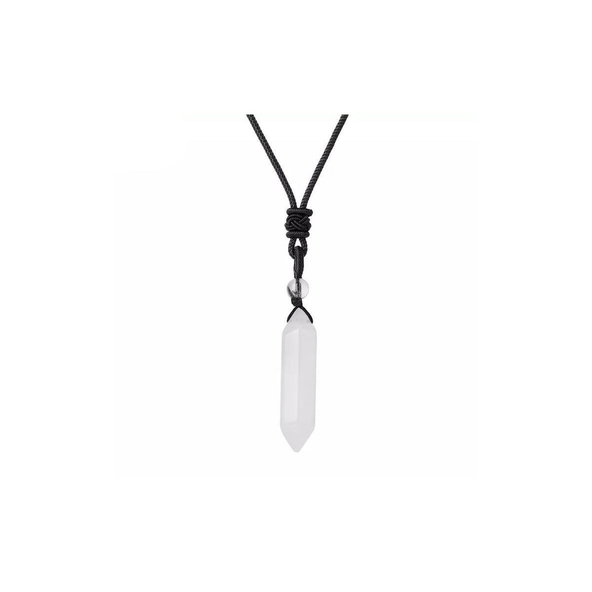 double terminated Quartz (Clear) necklace with silver chain, front view — Eternal Spirit