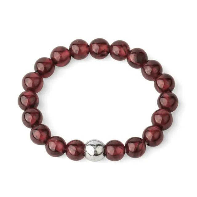 Garnet finger bracelet showing polished stone beads — Eternal Spirit