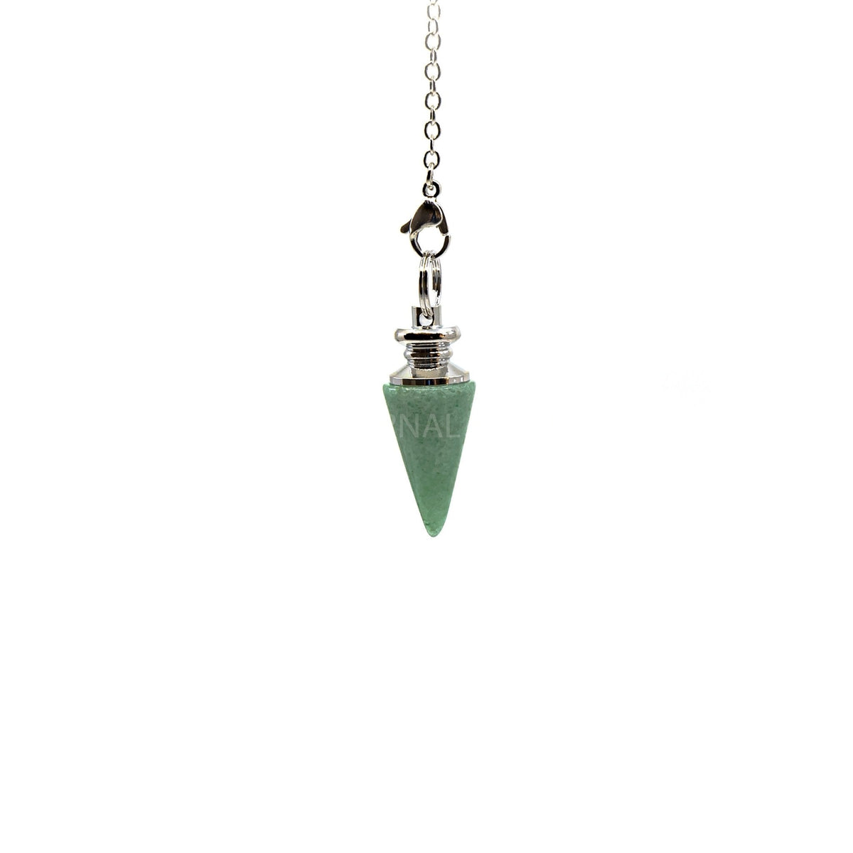 Verdant Green Aventurine (Green) metal cone pendulum on silver chain — Eternal Spirit