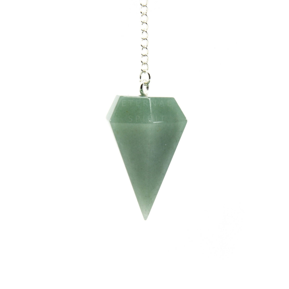 Verdant Green Aventurine (Green) large faceted pendulum on silver chain — Eternal Spirit