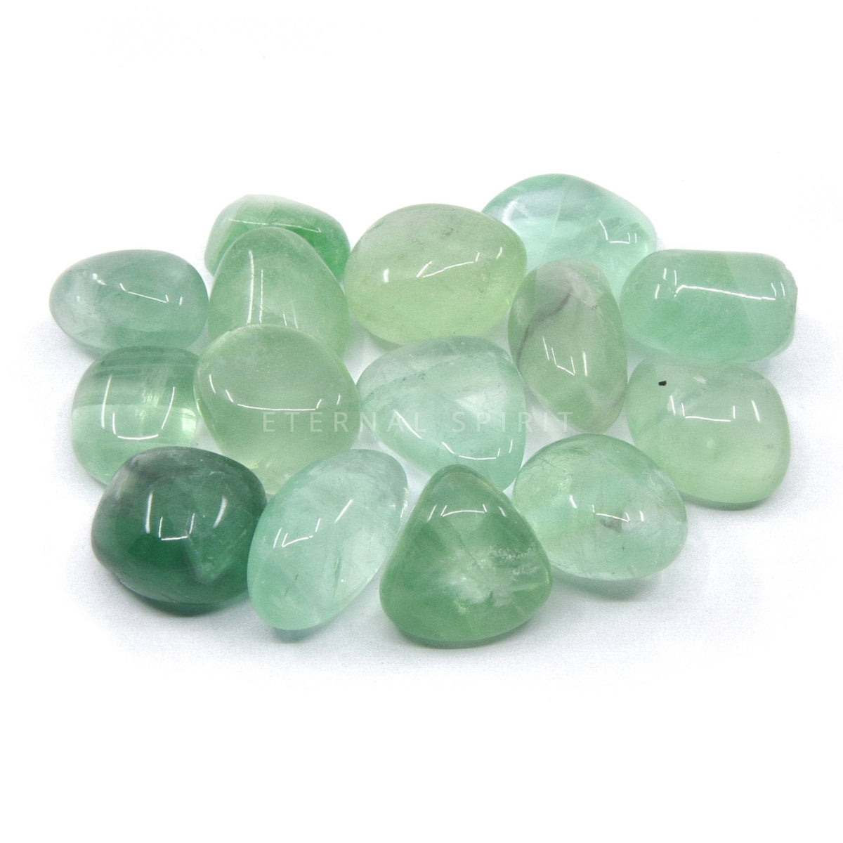 collection of polished Fluorite (Green) tumble stones — Eternal Spirit