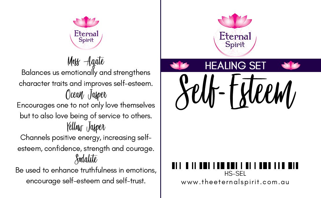 Crystals from Self Esteem healing set displayed on surface — Eternal Spirit