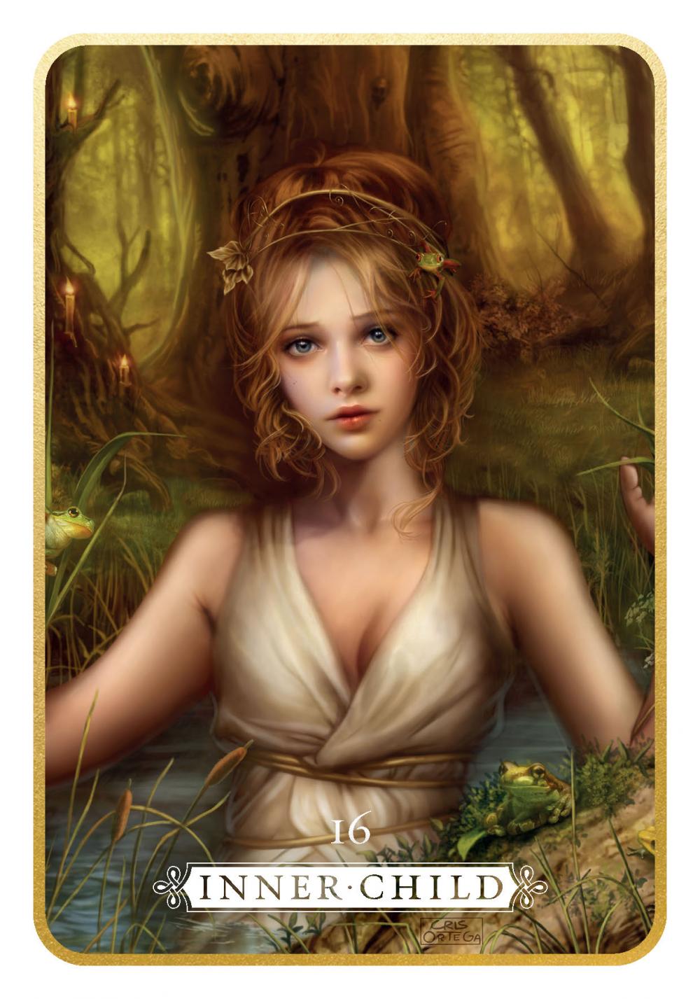 Heal Yourself Reading Cards, Imagine card with golden woman and transformative vision message — Eternal Spirit