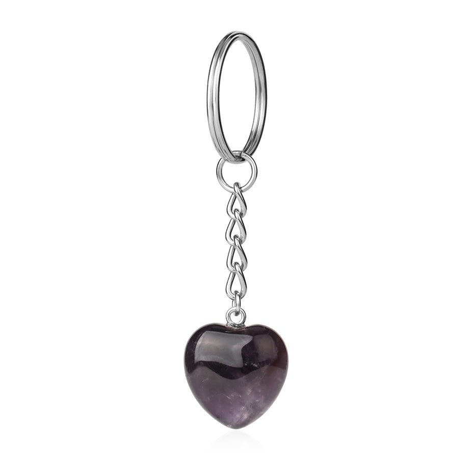 Violet Amethyst heart crystal key ring — Eternal Spirit
