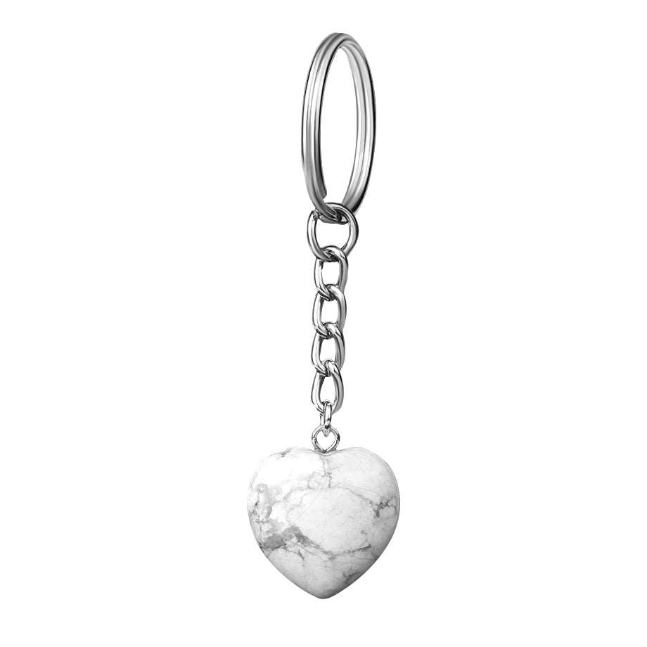 Creamy White Howlite heart crystal key ring — Eternal Spirit