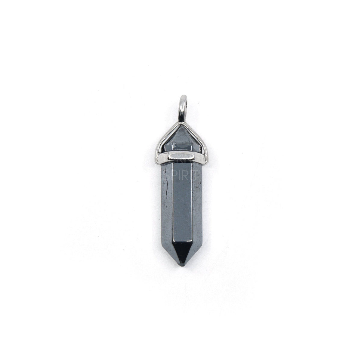 double terminated pendant in Hematite, showing natural stone detail — Eternal Spirit
